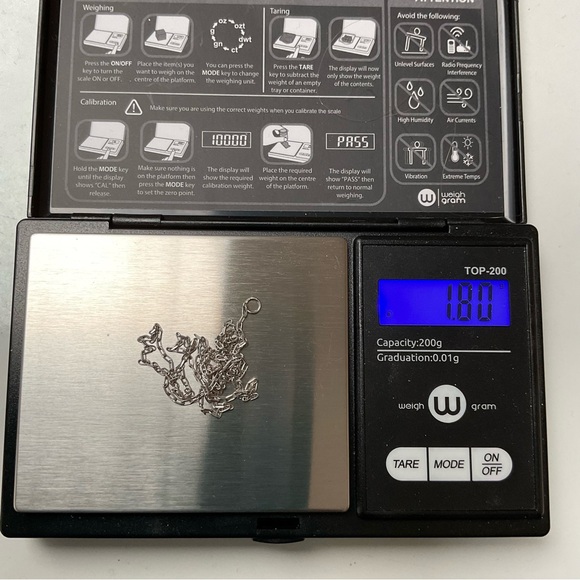 10K White Gold Heart Pendant Baguette & Round Accents 14K White Gold Chain 16” - Picture 15 of 16